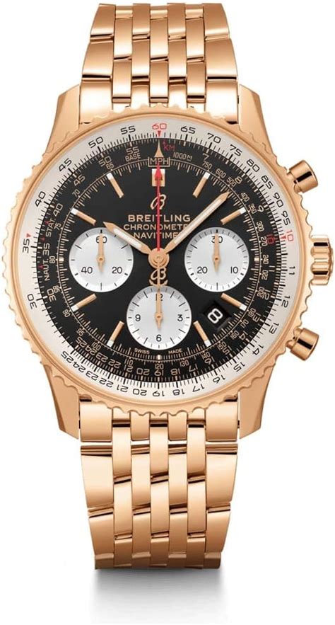 18k rose gold breitling chronograph black dial|Breitling Navitimer B01 Chronograph 43 Black Dial 18k Rose .